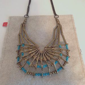 Anthropologie Gold & Turquois Necklace